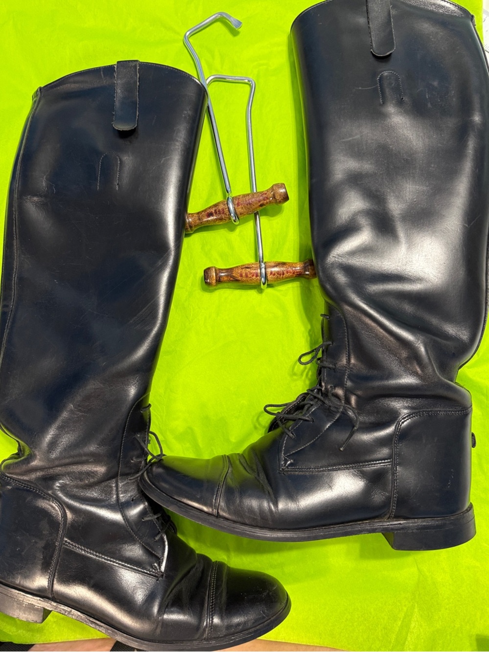 Equestrian Boots Made in the USA Women's Black stiff leather boots!